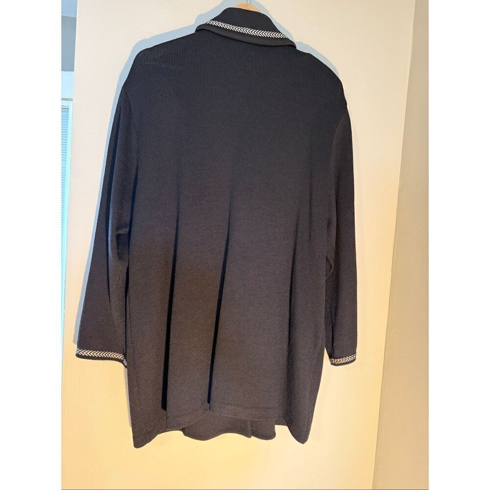 St. John Size L Santana Knit Longline Blazer Jacket Black Old Money Quiet Luxury - Picture 14 of 15